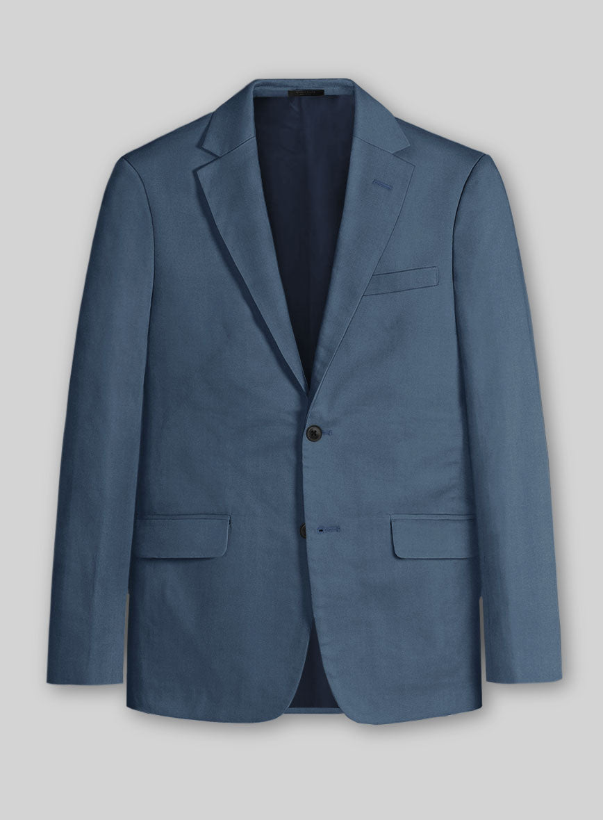 Italian Harbor Blue Cotton Stretch Jacket - StudioSuits