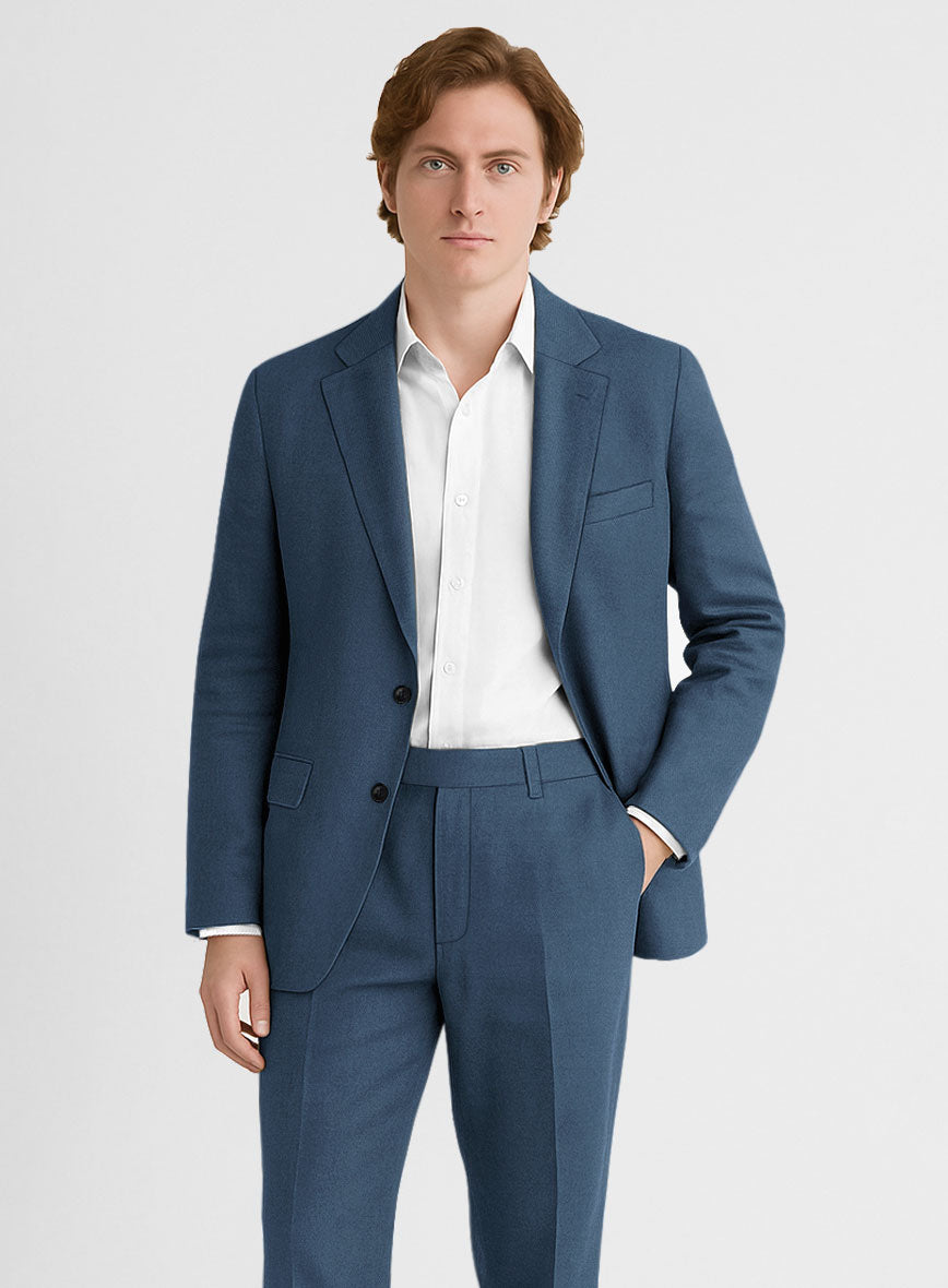 Italian Harbor Blue Cotton Stretch Jacket - StudioSuits