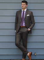 Italian Harna Brown Herringbone Flannel Suit - StudioSuits