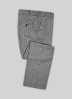 Italian Harna Light Gray Herringbone Flannel Pants - StudioSuits