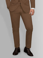 Italian Hickory Brown Cotton Stretch Pants - StudioSuits