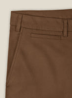 Italian Hickory Brown Cotton Stretch Shorts - StudioSuits