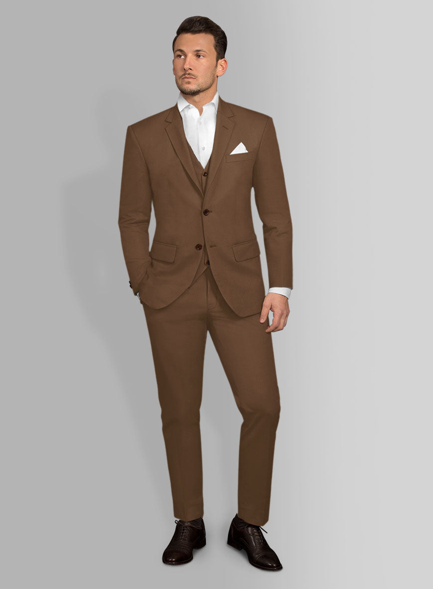 Italian Hickory Brown Cotton Stretch Suit StudioSuits
