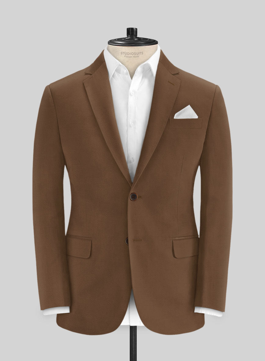 Italian Hickory Brown Cotton Stretch Jacket - StudioSuits