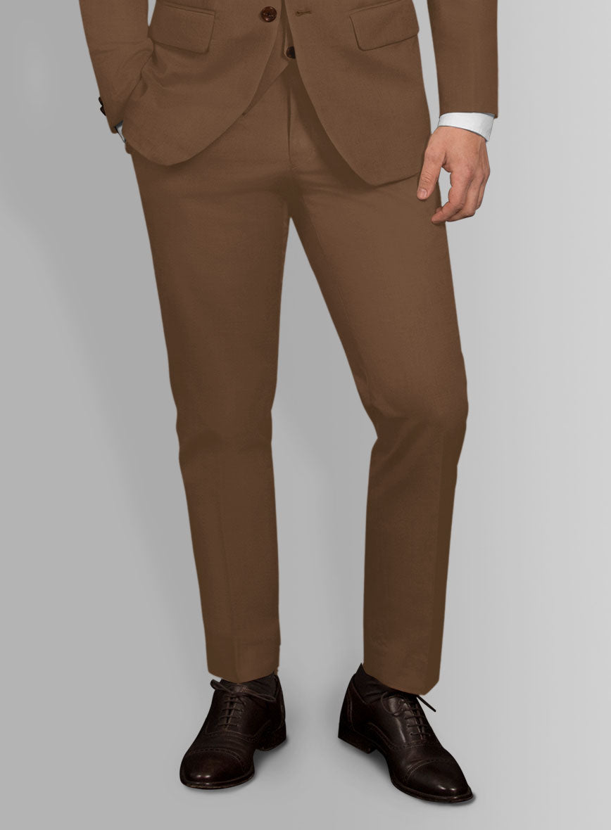 Italian Hickory Brown Cotton Stretch Pants StudioSuits Italian Hickory Brown Cotton Stretch Pants StudioSuits