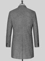 Italian Highlander Gray Herringbone Tweed Overcoat - StudioSuits