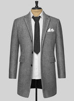 Italian Highlander Gray Herringbone Tweed Overcoat - StudioSuits