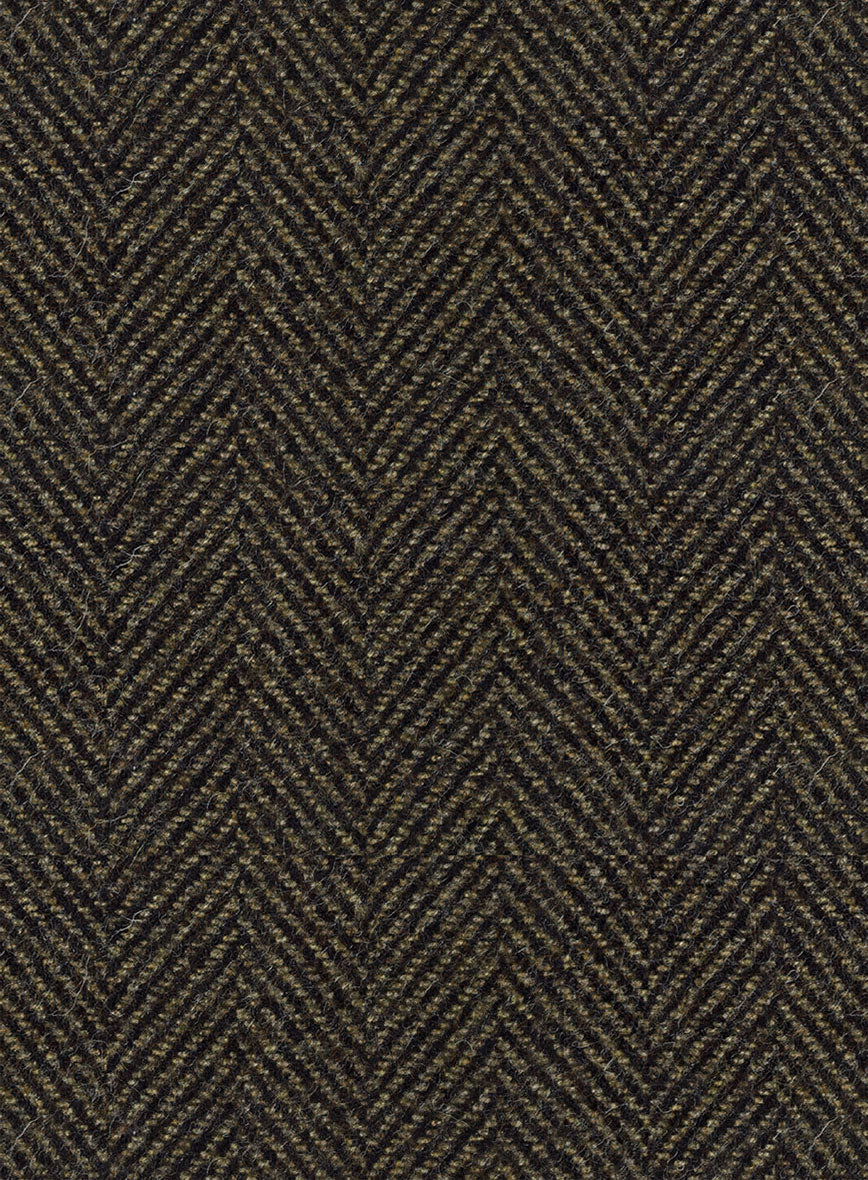 Italian Highlander Army Green Herringbone Tweed Pants - StudioSuits