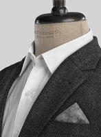 Italian Highlander Charcoal Herringbone Tweed Jacket - StudioSuits