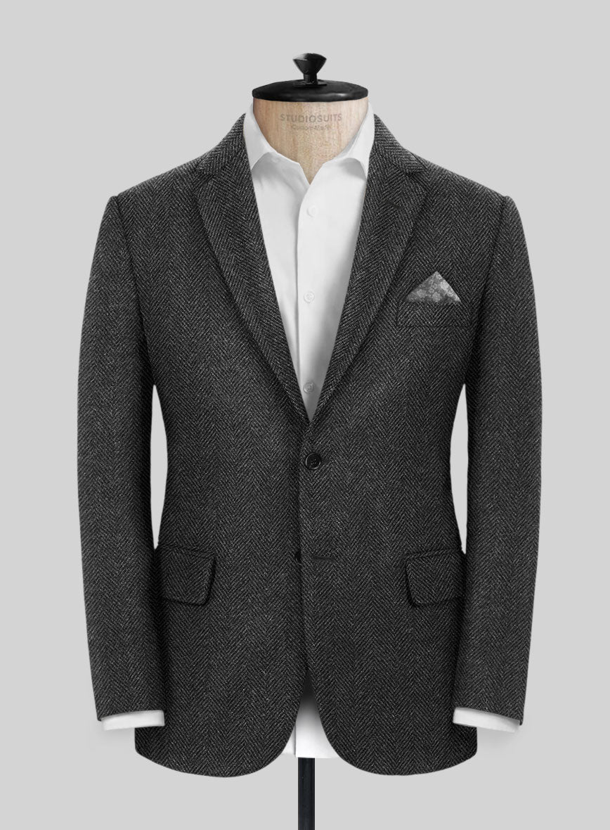 Italian Highlander Charcoal Herringbone Tweed Suit - StudioSuits