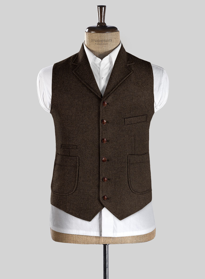 Italian Highlander Dark Brown Tweed Hunting Vest - StudioSuits