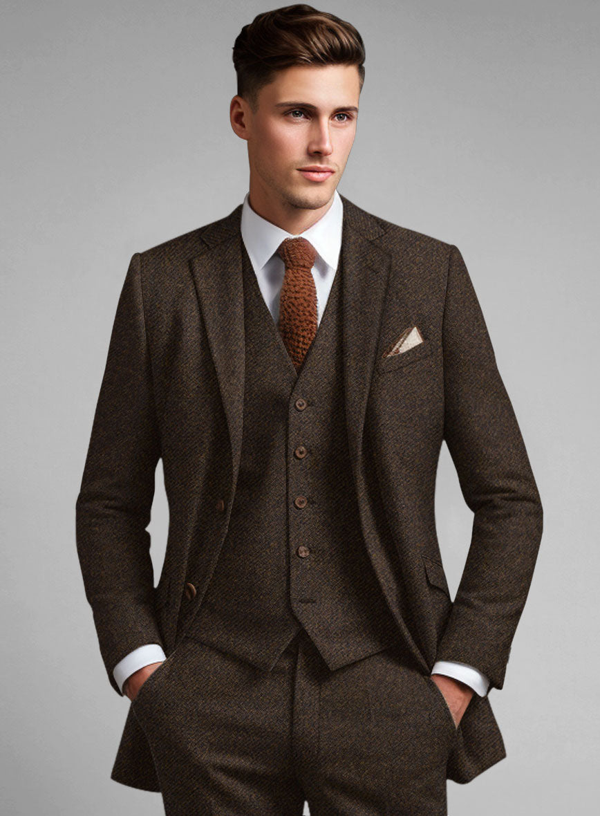 Italian Highlander Dark Brown Tweed Suit - StudioSuits