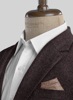 Italian Highlander Dark Wine Herringbone Tweed Jacket - StudioSuits