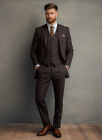 Italian Highlander Dark Wine Herringbone Tweed Suit - StudioSuits