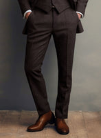 Italian Highlander Dark Wine Herringbone Tweed Suit - StudioSuits