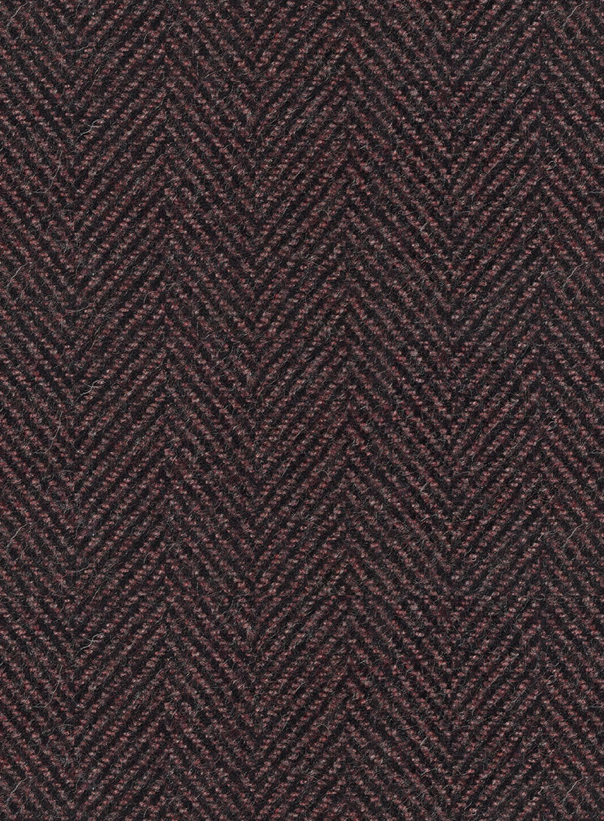 Italian Highlander Dark Wine Herringbone Tweed Suit - StudioSuits