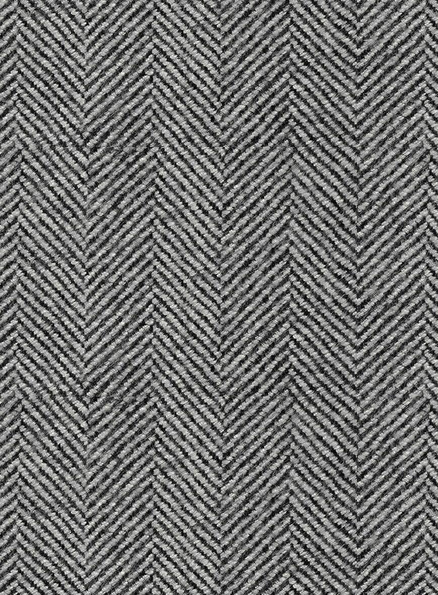 Italian Highlander Gray Herringbone Tweed Pea Coat - StudioSuits