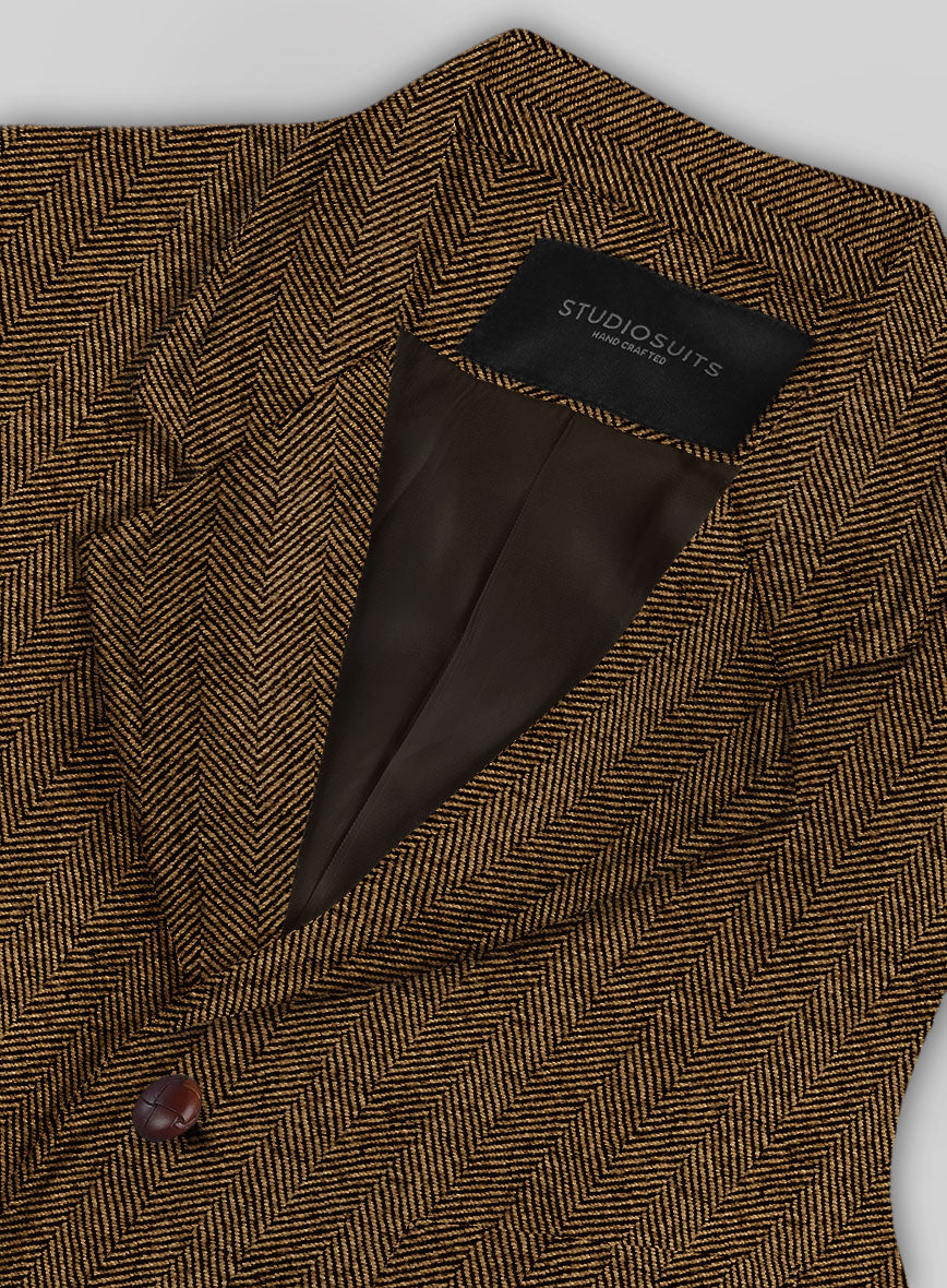 Italian Highlander Mustard Herringbone Tweed Hunting Vest - StudioSuits