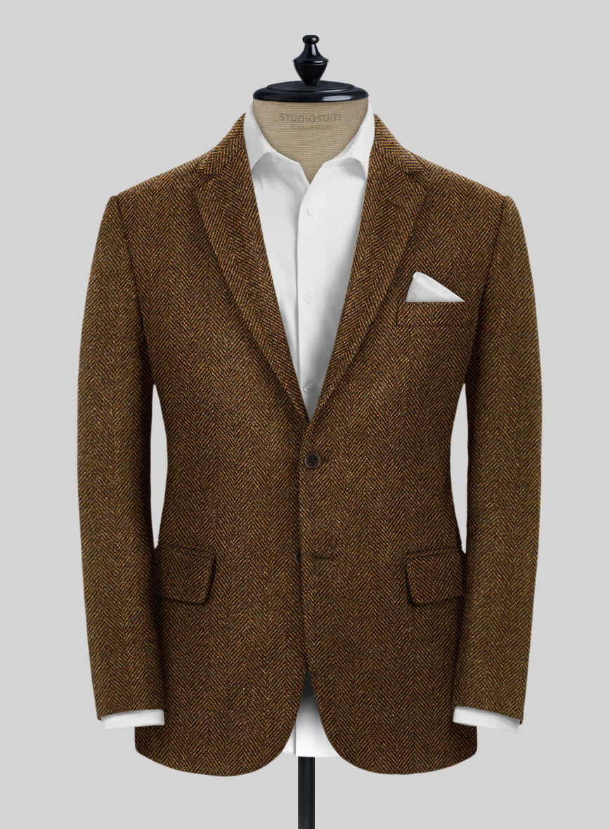 Italian Highlander Mustard Herringbone Tweed Jacket - StudioSuits