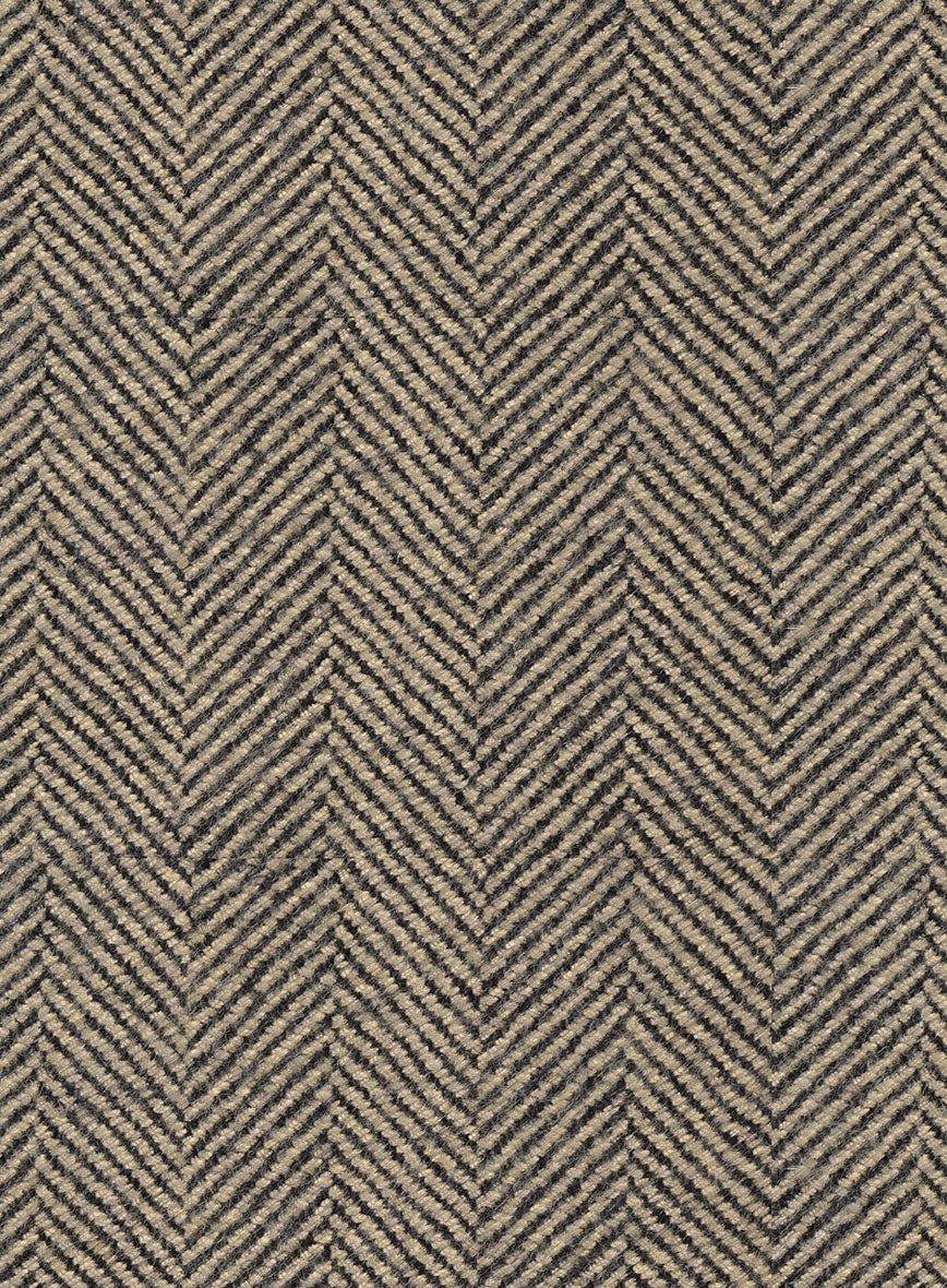 Italian Highlander Stone Beige Herringbone Tweed Pea Coat - StudioSuits