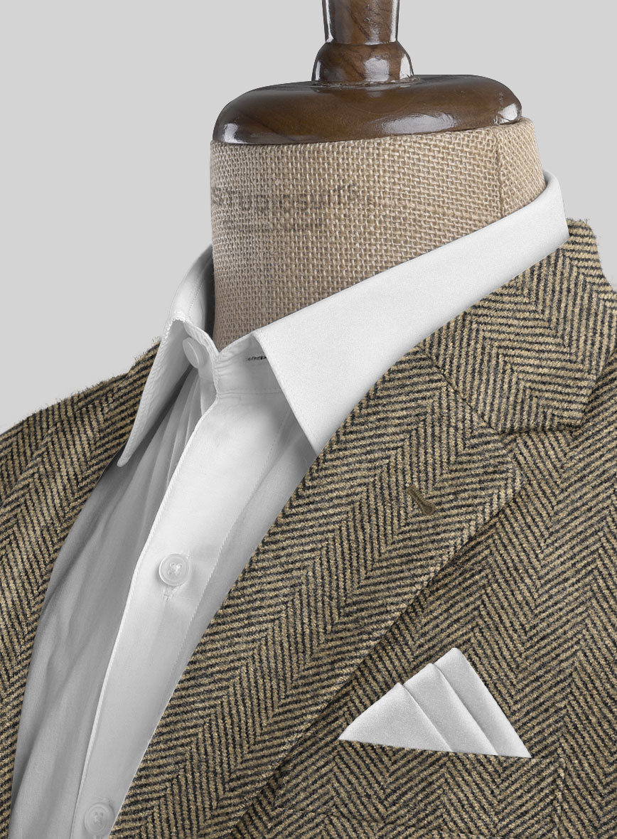 Italian Highlander Stone Beige Herringbone Tweed Suit - StudioSuits