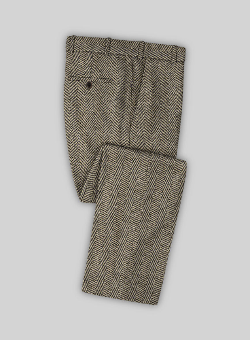 Italian Highlander Stone Beige Herringbone Tweed Suit - StudioSuits