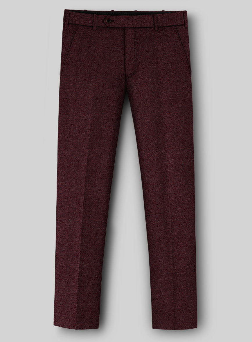 Italian Highlander Wine Tweed Pants - StudioSuits