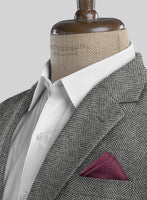 Italian Highlander Gray Herringbone Tweed Jacket - StudioSuits