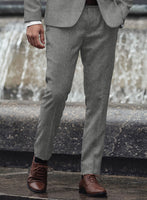 Italian Highlander Gray Herringbone Tweed Pants - StudioSuits