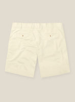 Italian Ivory Cotton Stretch Shorts - StudioSuits