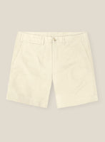 Italian Ivory Cotton Stretch Shorts - StudioSuits