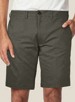 Italian Ivy Green Cotton Stretch Shorts - StudioSuits