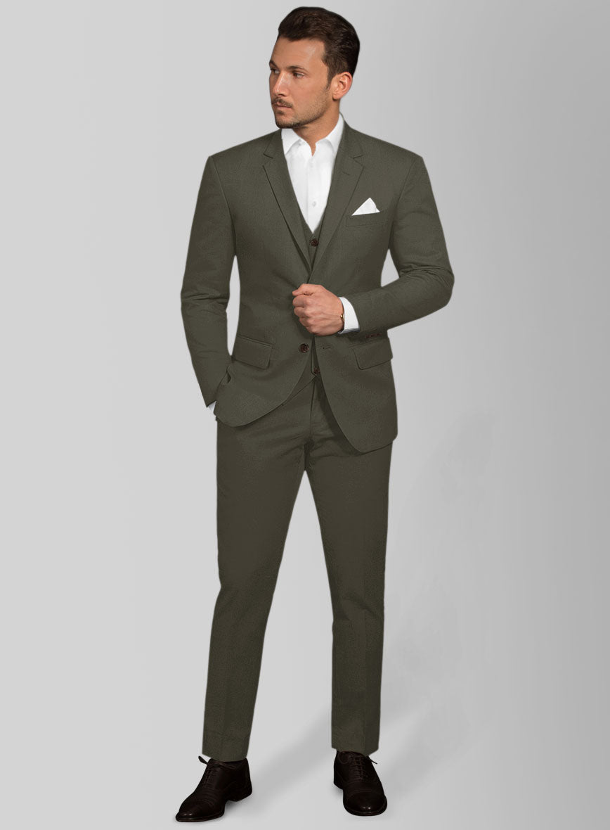 Italian Ivy Green Cotton Stretch Suit - StudioSuits