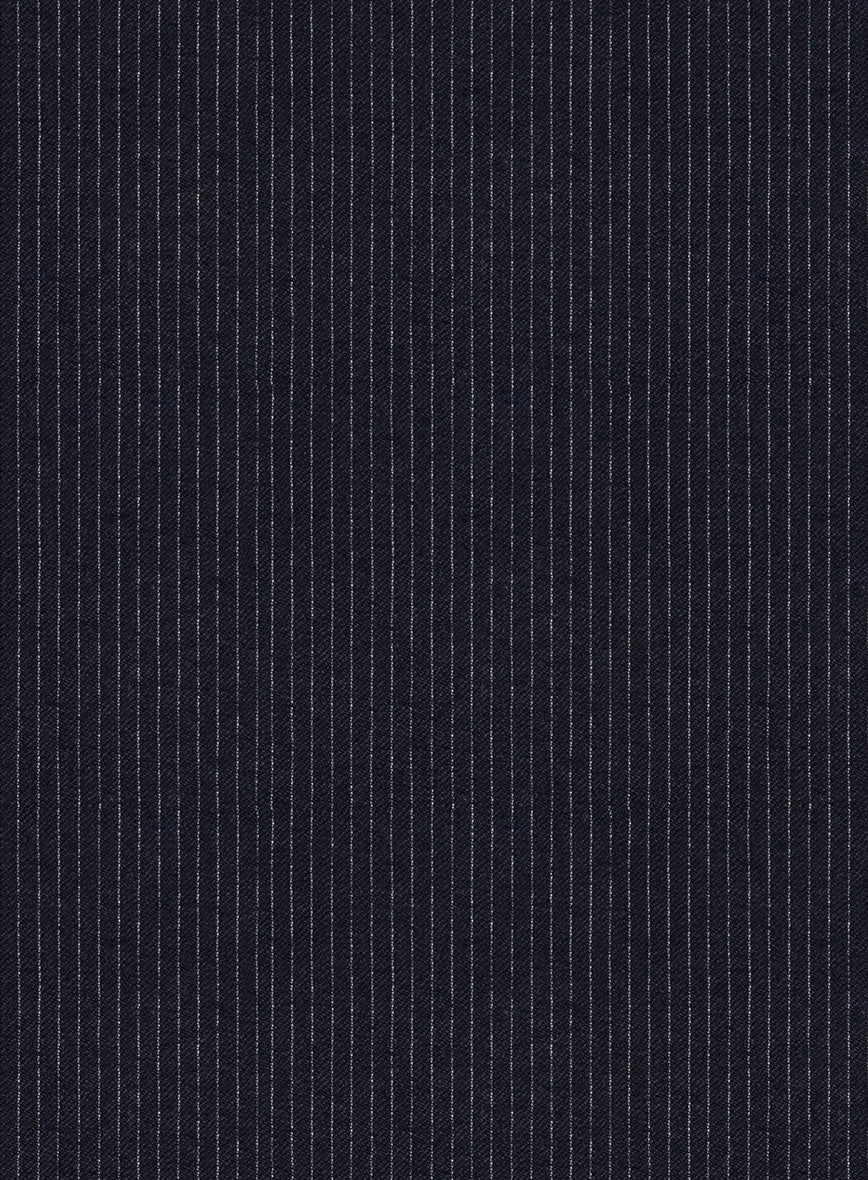 Italian Jague Blue Pinstripe Flannel Jacket - StudioSuits