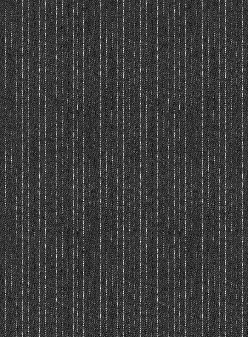 Italian Jague Dark Gray Pinstripe Flannel Pants - StudioSuits