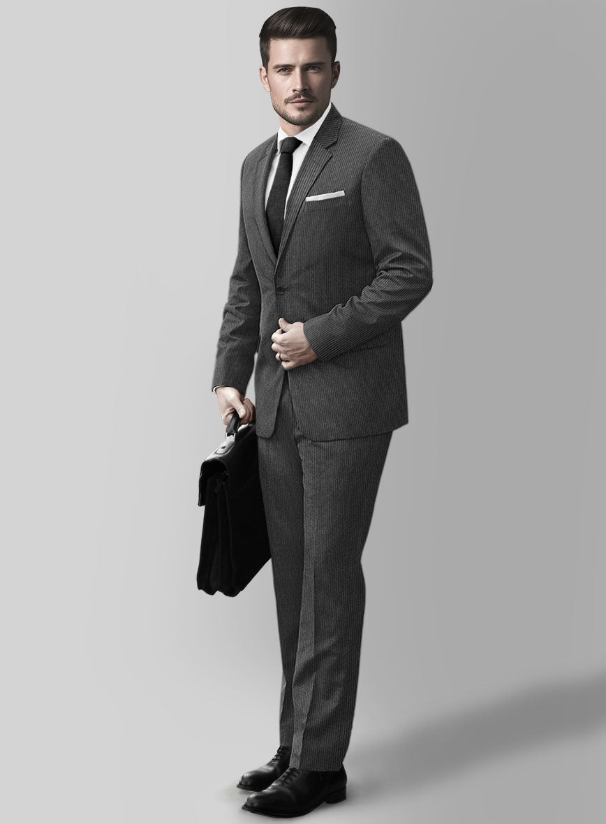 Italian Jague Dark Gray Pinstripe Flannel Suit – StudioSuits
