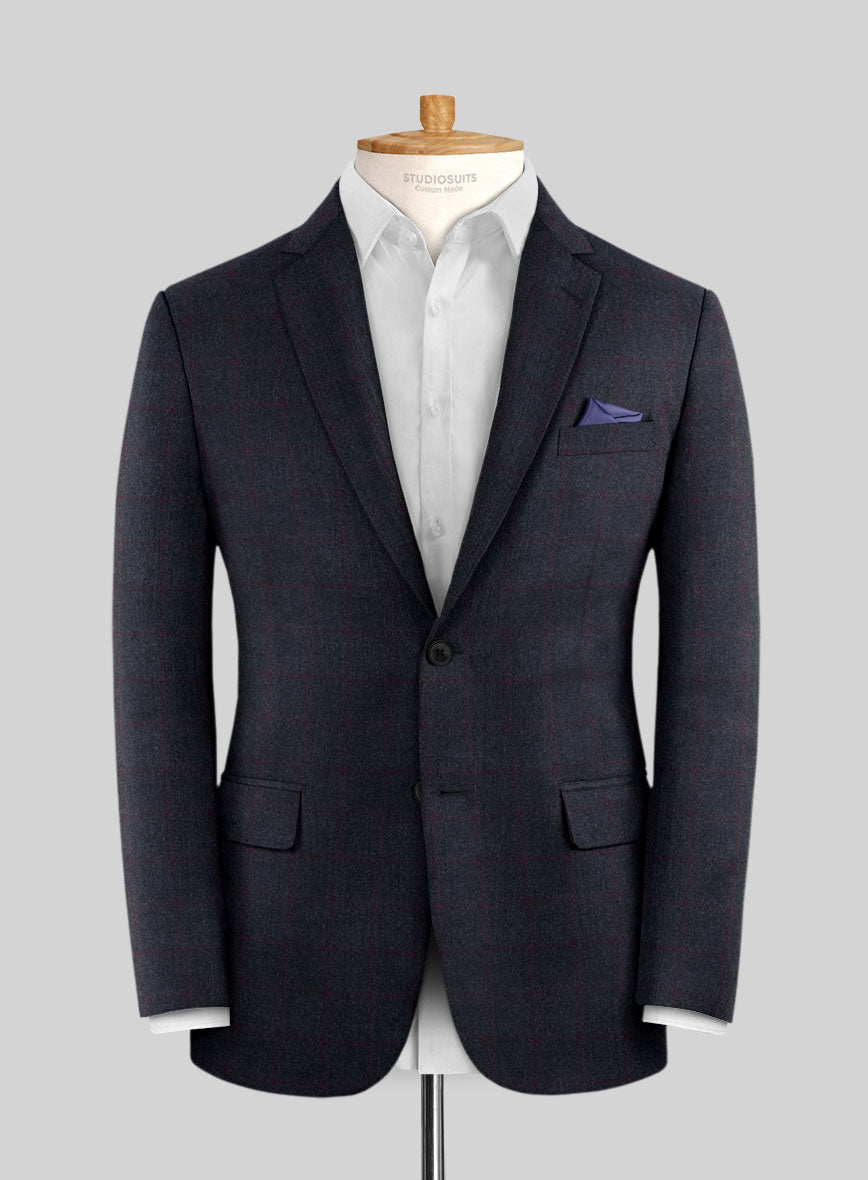 Italian Jamen Blue Checks Flannel Jacket - StudioSuits