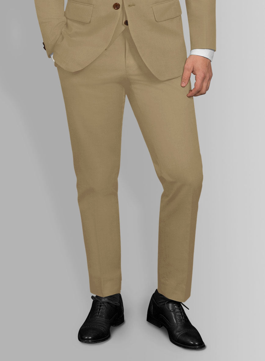 Italian Khaki Cotton Stretch Pants - StudioSuits