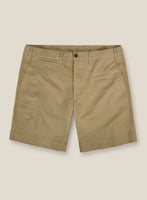 Italian Khaki Cotton Stretch Shorts - StudioSuits