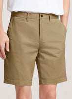 Italian Khaki Cotton Stretch Shorts - StudioSuits