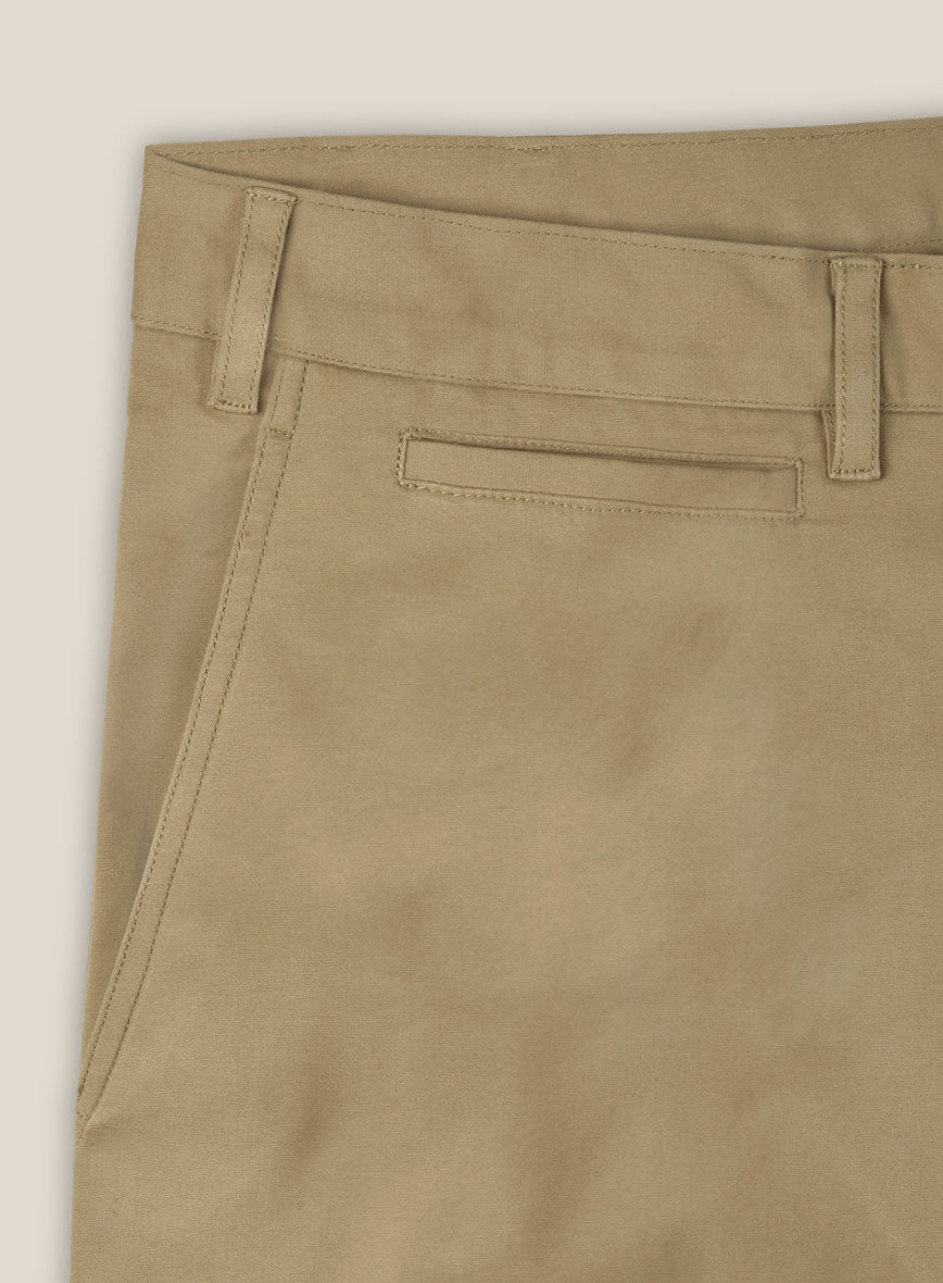 Italian Khaki Cotton Stretch Shorts - StudioSuits