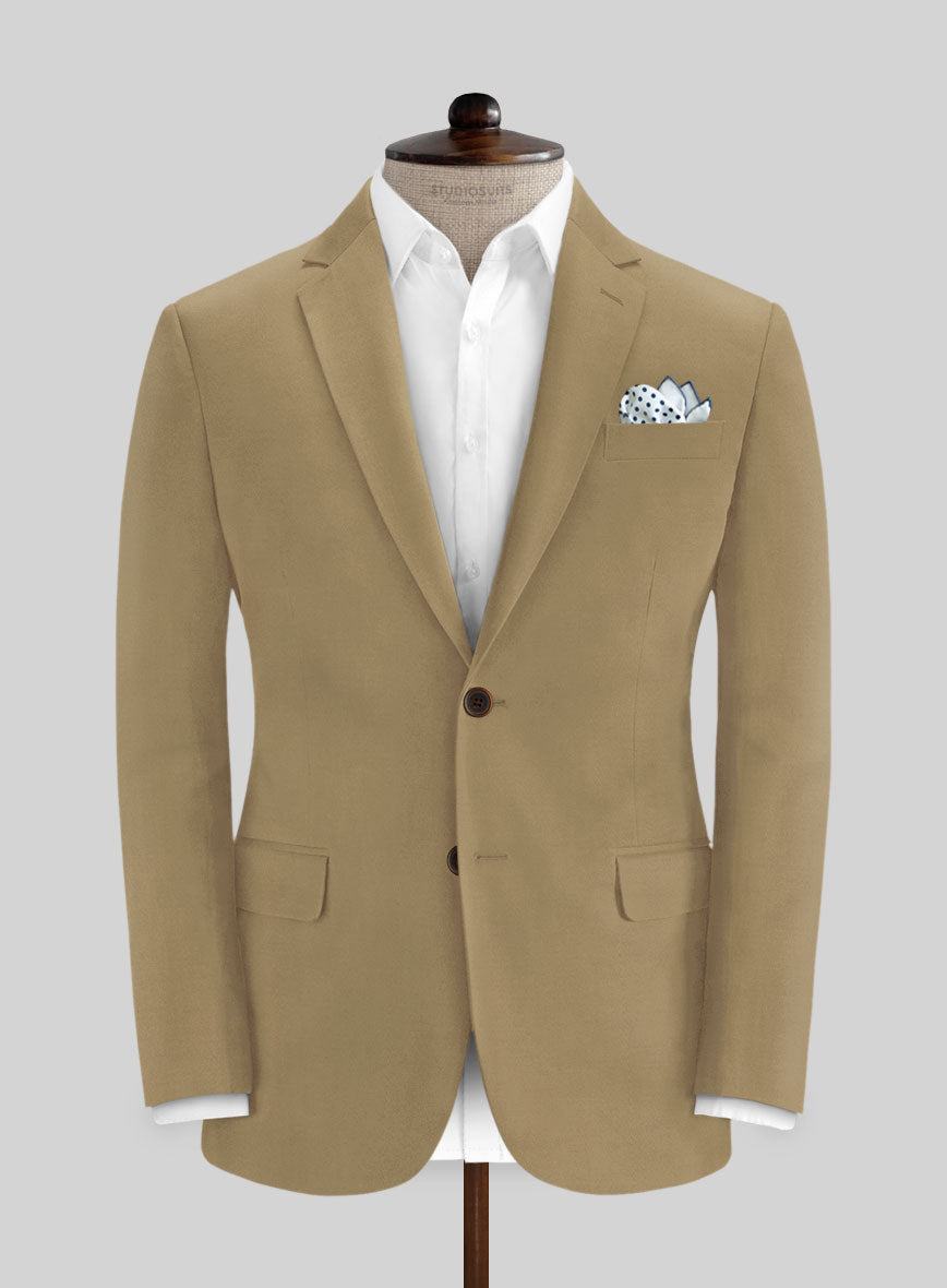 Italian Khaki Cotton Stretch Suit - StudioSuits