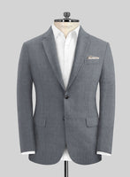 Italian Khyber Gray Blue Linen Jacket - StudioSuits