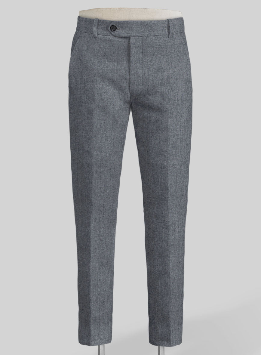 Italian Khyber Gray Blue Linen Pants - StudioSuits