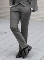 Italian Lark Gray Checks Flannel Pants - StudioSuits