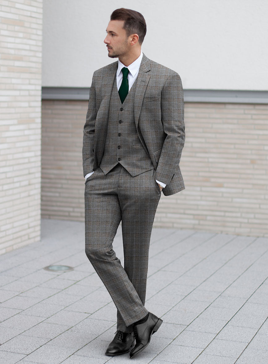 Italian Lark Gray Checks Flannel Suit - StudioSuits