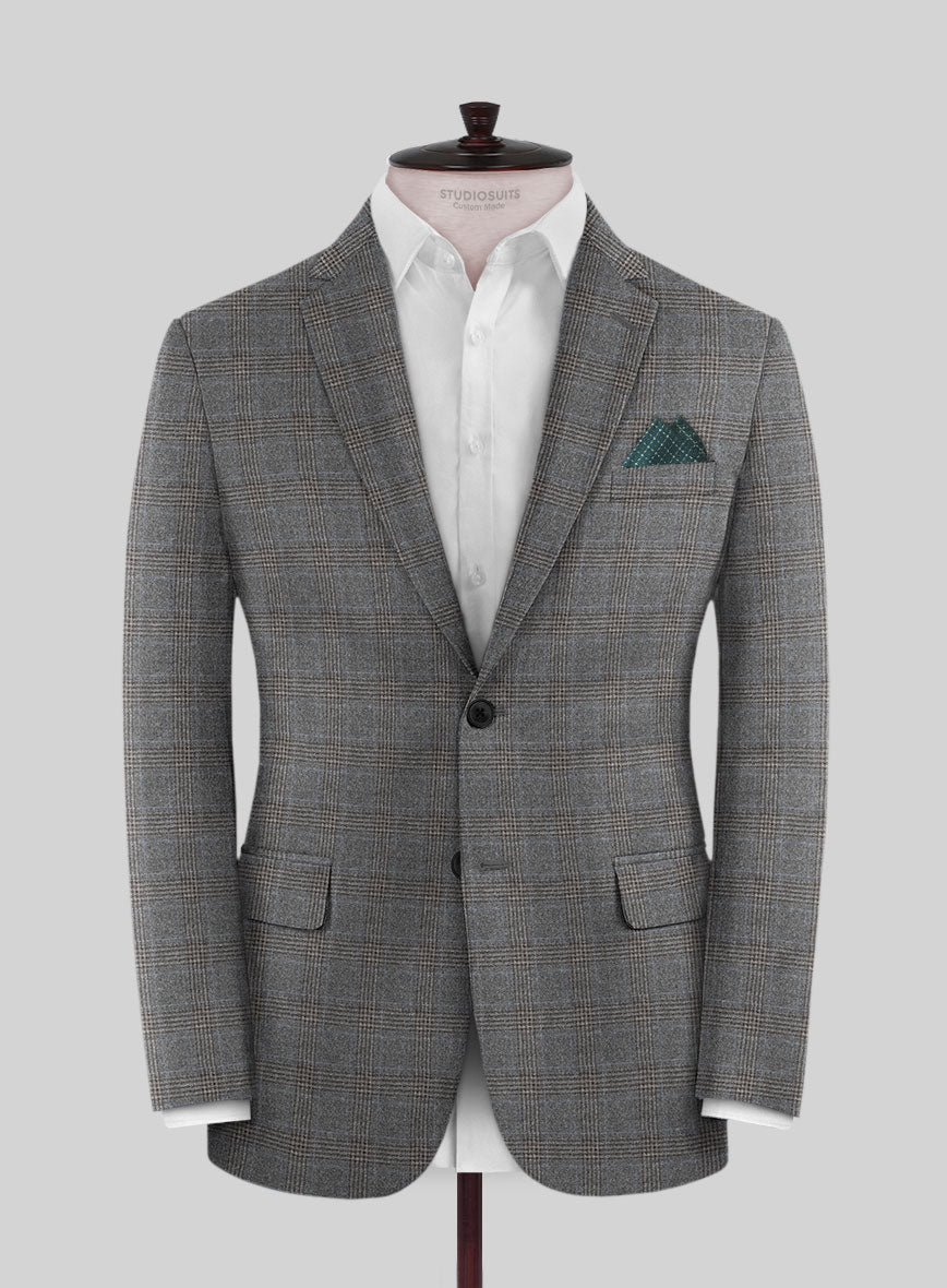 Italian Lark Gray Checks Flannel Suit - StudioSuits
