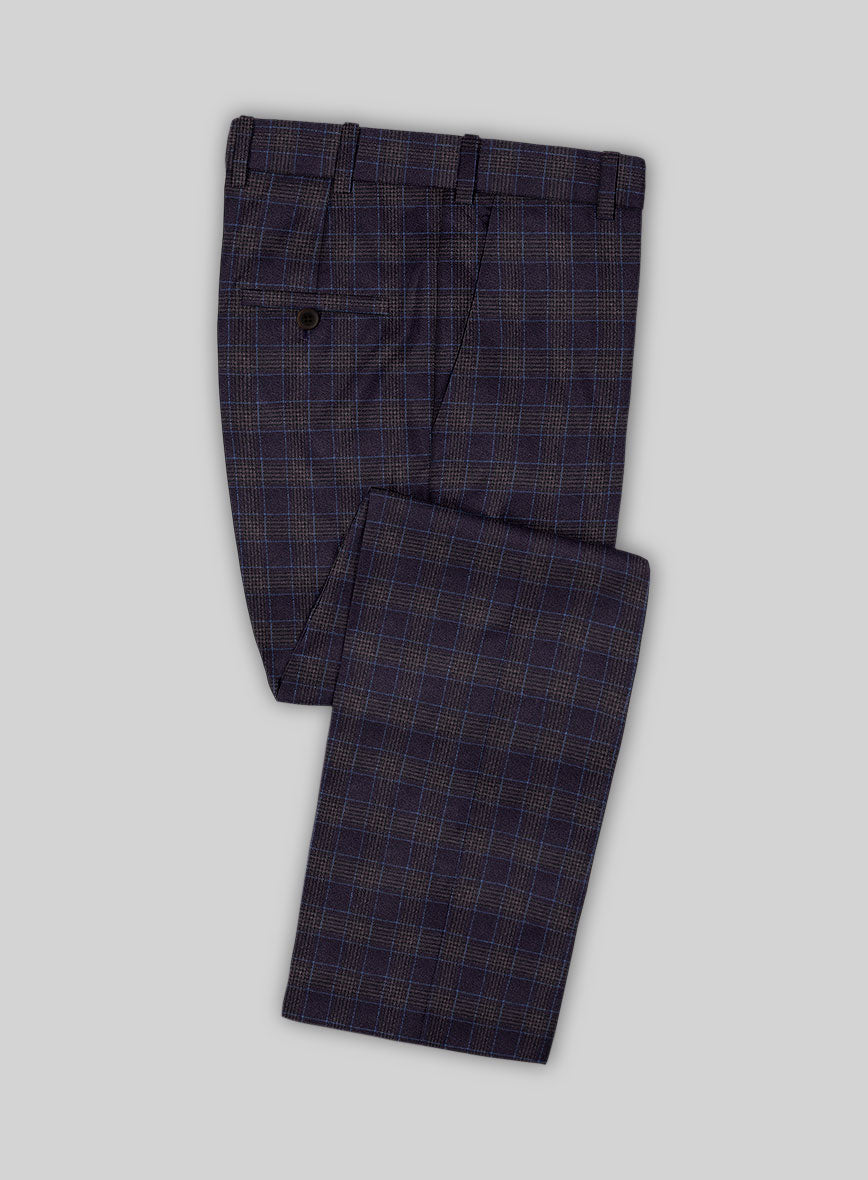 Italian Lark Purple Checks Flannel Pants - StudioSuits