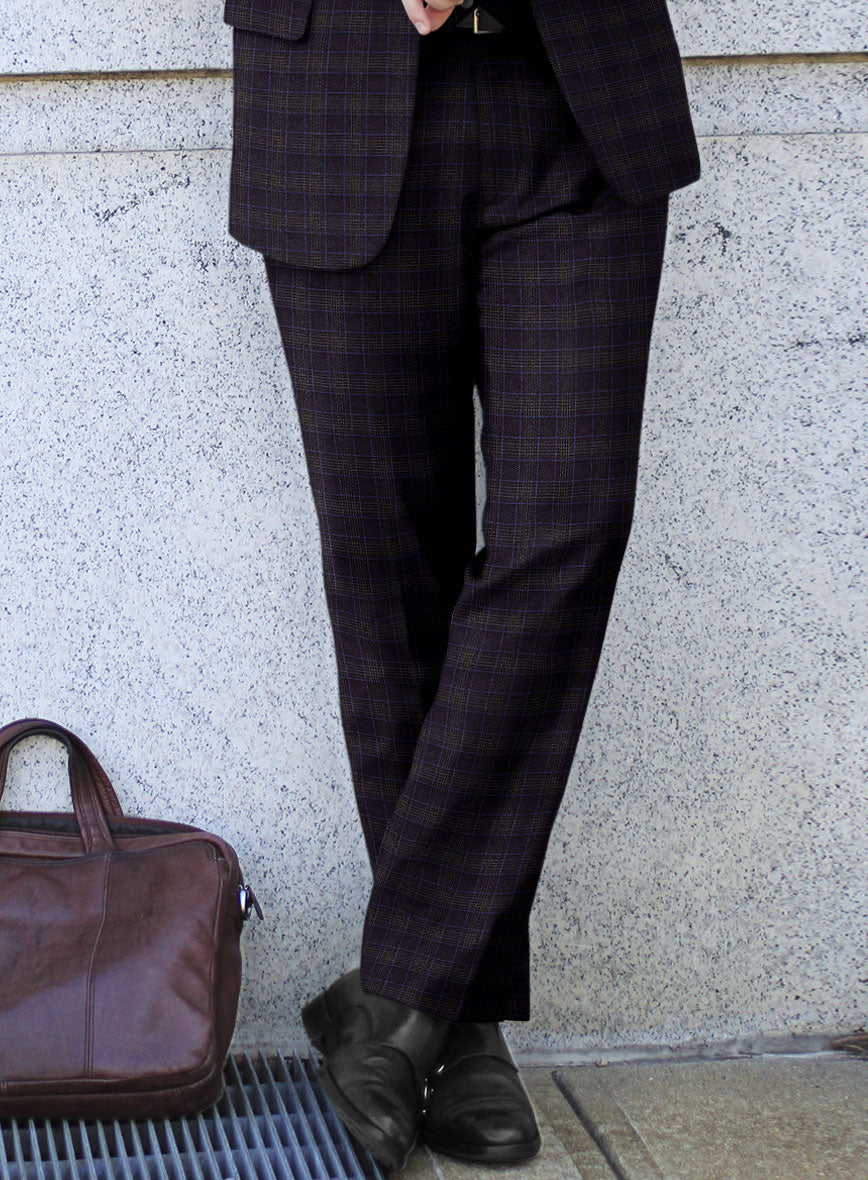 Italian Lark Purple Checks Flannel Pants - StudioSuits