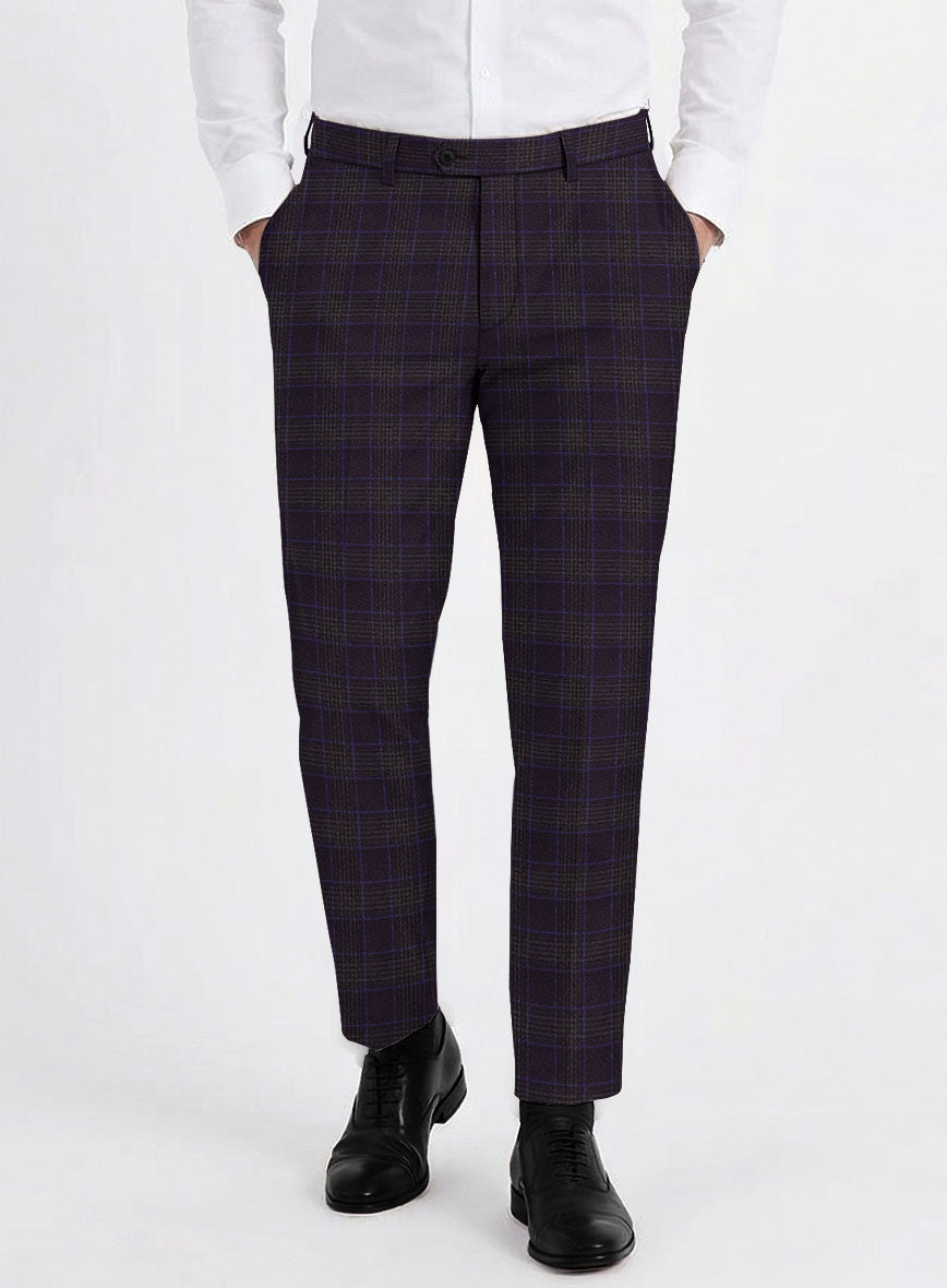 Italian Lark Purple Checks Flannel Pants - StudioSuits